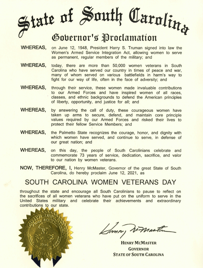 WOMEN VETERANS PROCLAMATION